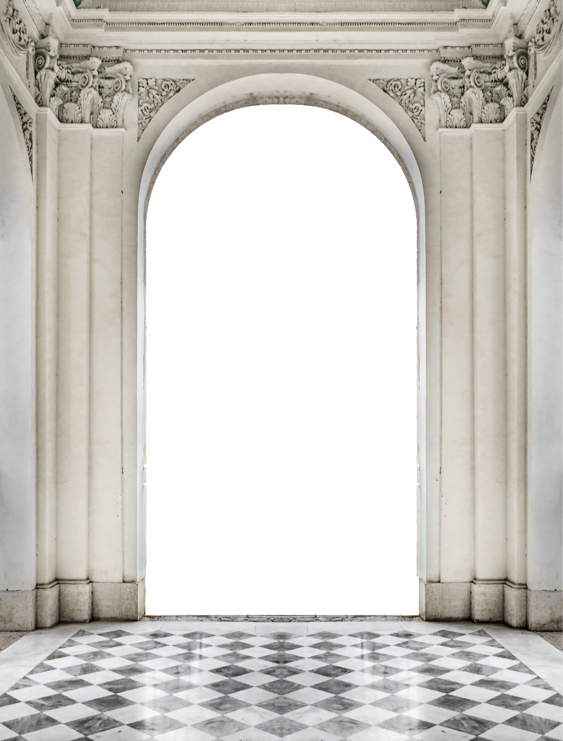 Patterned Floor and Classical Blank Entrance