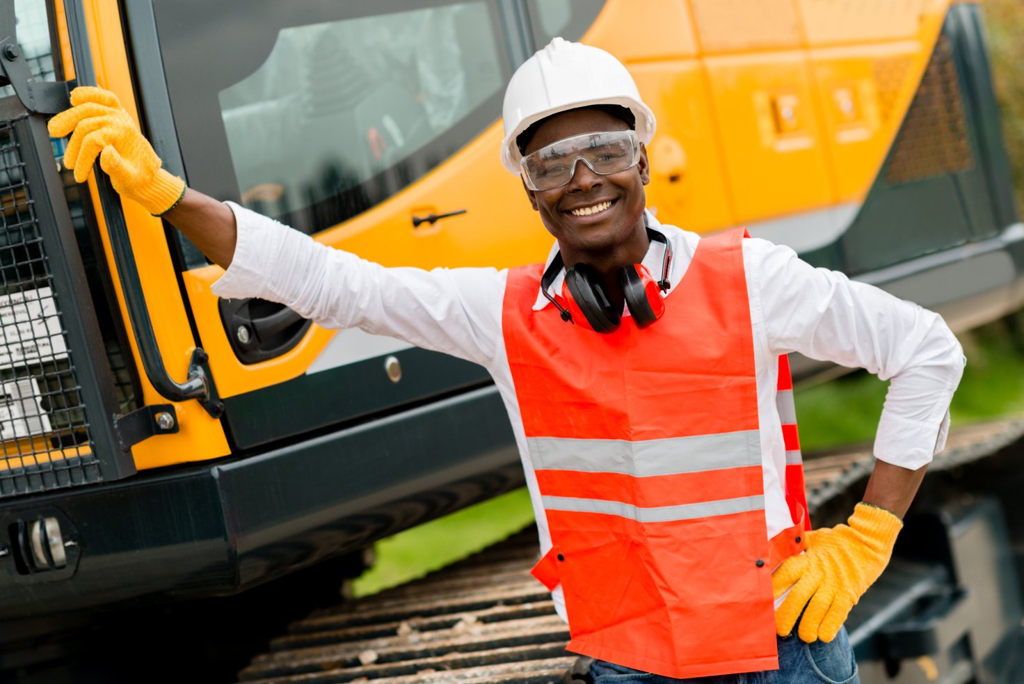 Construction Worker with a Crane